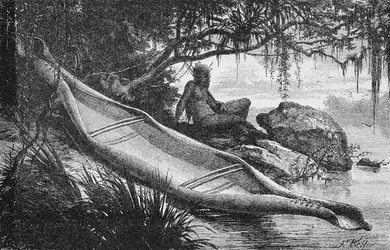 Bark Canoe of Wild Indians, from The Amazon and Madeira Rivers, by Franz Keller, 1874